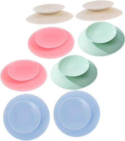 Ciieeo 8 Pieces Suction Cups for Tableware Double-Sided Suction Cups Non-Slip Silicone Suction Cups Mounting Mats for Tableware for Plate, Bowl, Dish, Mug