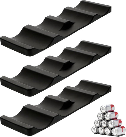 Forhandy 3 pcs bottle holders, refrigerator, non-slip, stackable, refrigerator, organizer, bottles, foldable for storing beer, drinks, mineral water (black)