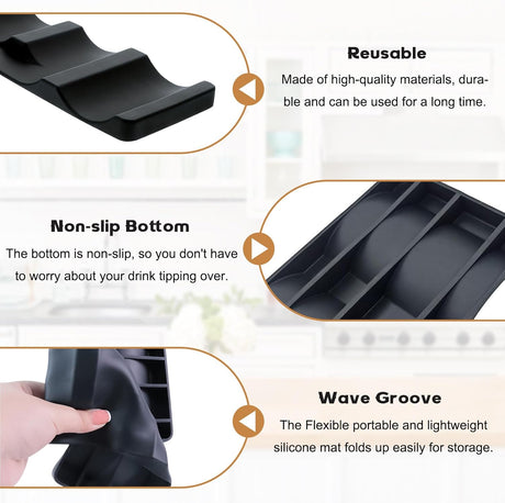 Forhandy 3 pcs bottle holders, refrigerator, non-slip, stackable, refrigerator, organizer, bottles, foldable for storing beer, drinks, mineral water (black)