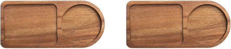 Guihydur 2 x coffee set, wooden, tray for serving food, coffee, tea set, table decoration, accessories C