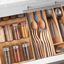 Relaxdays horizontal spice rack, 3 shelves, HBD: 5 x 20 x 38 cm, spice organizer for kitchen drawer, spice holder, natural