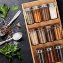 Relaxdays horizontal spice rack, 3 shelves, HBD: 5 x 20 x 38 cm, spice organizer for kitchen drawer, spice holder, natural