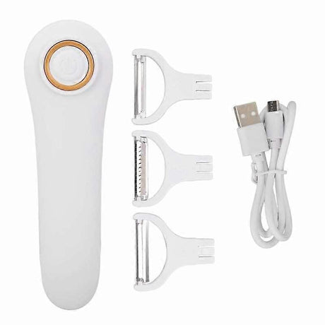 Electric Peeler, Portable USB Rechargeable Fruit and Vegetable Peeler with 3 Cutting Heads, Home Kitchen Tool