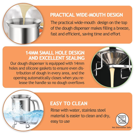 Batter Pourer - 900 ml With Squeeze Lever - Kitchen Aid For Cake And Pie