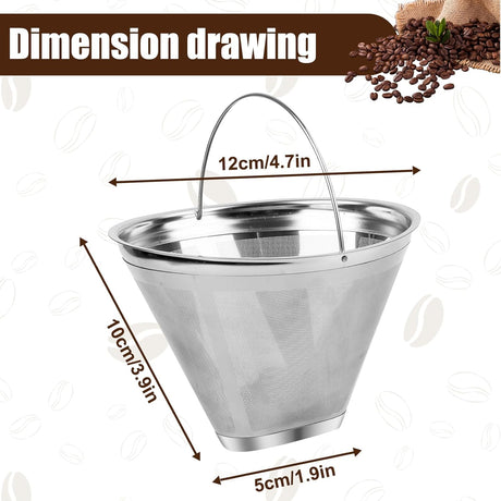 Coffee Strainer - Fine Mesh 100 Mesh Filter - Suitable for 8-12 Cups - Easy to Clean