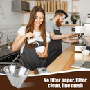 Coffee Strainer - Fine Mesh 100 Mesh Filter - Suitable for 8-12 Cups - Easy to Clean