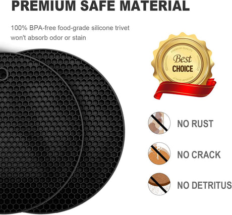 Trivets - Set of 4 - Thick Silicone - Protects Tabletops
