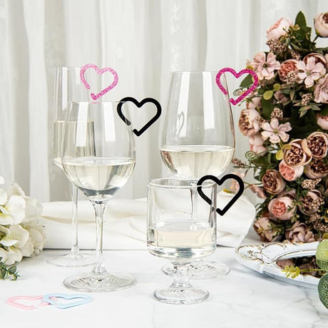 Glass Charm - Glass Accessories 20 Pieces - Accessories Heart Shaped Acrylic Decorations For Women Men Drinks Parties