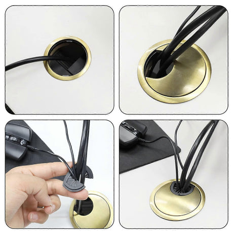 Noble cable grommet 60 mm | Cable grommet cover for desks, worktops, and office chairs | Material: Zinc alloy (bronze)