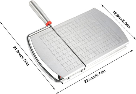 Cheese Cutter - Stainless Steel Blade with Measuring Scale - For Block Cheese and Sausage - Multifunctional Kitchen Aid