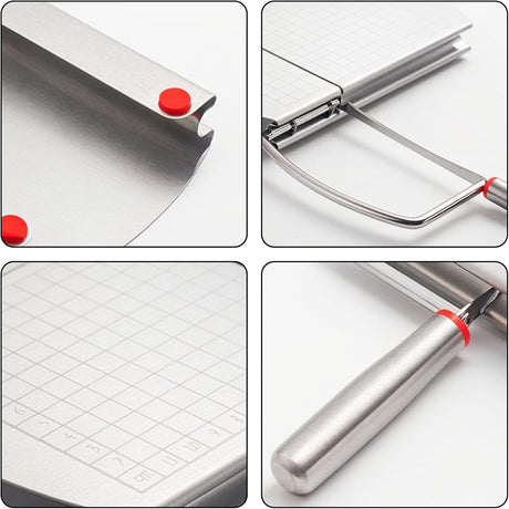 Cheese Cutter - Stainless Steel Blade with Measuring Scale - For Block Cheese and Sausage - Multifunctional Kitchen Aid