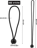 Rubber buckle - 15 cm tarpaulin clip with ball, tent rubber tarpaulin rubber - tent tensioner accessories - rubber ring - retractable ring - tent rubber tensioner, tarpaulin - 100 pieces