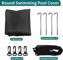 Round Pool Cover - Robust 420D Oxford Fabric Cover for Garden Pools with Drawstring - Waterproof Round Pool Cover with Winding Cord and Ground Pegs - 6 ft