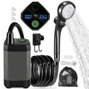 Portable Shower Pump with Rechargeable 6000mAh Battery - Outdoor Shower IPX7 Waterproof - With Temperature Display - Suitable for Camping, Car Washing and Pet Washing (Gray)
