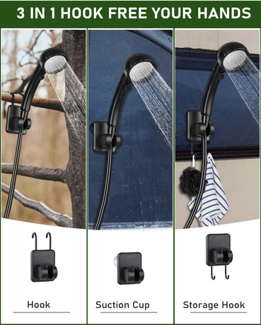 Portable Shower Pump with Rechargeable 6000mAh Battery - Outdoor Shower IPX7 Waterproof - With Temperature Display - Suitable for Camping, Car Washing and Pet Washing (Gray)