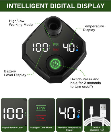 Portable Shower Pump with Rechargeable 6000mAh Battery - Outdoor Shower IPX7 Waterproof - With Temperature Display - Suitable for Camping, Car Washing and Pet Washing (Gray)