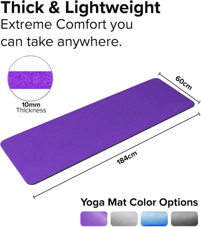 Yoga Mat - Unisex - Non-slip Thick Foam Fitness Exercise Mat - With Portable Strap - Lightweight Home Fitness Equipment - Suitable for Yoga, Pilates, Stretching, Gymnastics Training and Camping