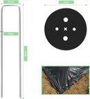 Weed Foil Spikes - U-shaped Ground Pegs - Garden - Artificial Grass - Ground Pegs, Tent, Heavy Metal - 100 pieces + 16 Buffer Rings