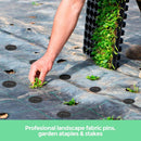 Weed Foil Spikes - U-shaped Ground Pegs - Garden - Artificial Grass - Ground Pegs, Tent, Heavy Metal - 100 pieces + 16 Buffer Rings