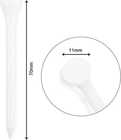 Wooden golf tee - 70 mm - White - 100 pieces