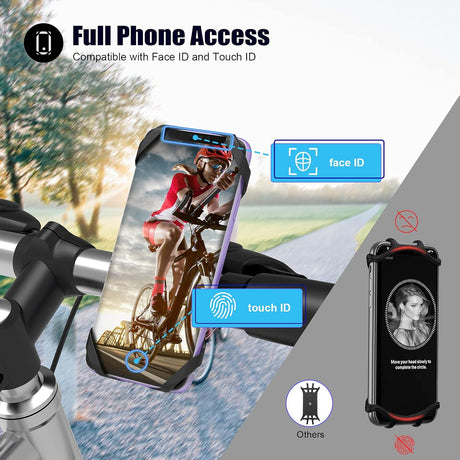 Universal detachable bicycle and motorcycle phone holder - 360° rotatable and adjustable bicycle phone holder - Suitable for phones from 4