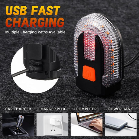 LED Bicycle Rear Light - with Turn Signal - Split Bicycle Rear Light - Bicycle Indicator Light USB Rechargeable - Suitable for Bicycles, Warning for Bicycle Safety Bicycle Light 5 Modes