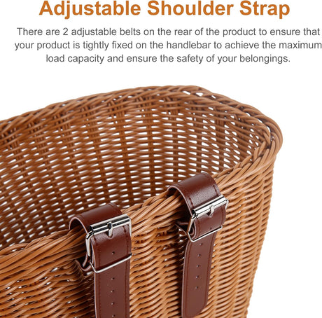 Bicycle basket - D-shaped bicycle basket for the handlebars - Storage box for the handlebars - Woven plastic - With 2 adjustable straps