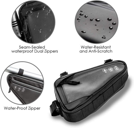 Bike frame bag - Waterproof bike bag for handlebars, head tube and saddle - Reflective bike bag - Suitable for outdoor, road and mountain biking