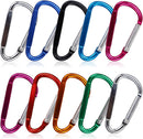 Carabiner - D-ring clip hook - Durable keychain - Camping accessory - Suitable for outdoor fishing, hiking, backpacking - 10 pieces