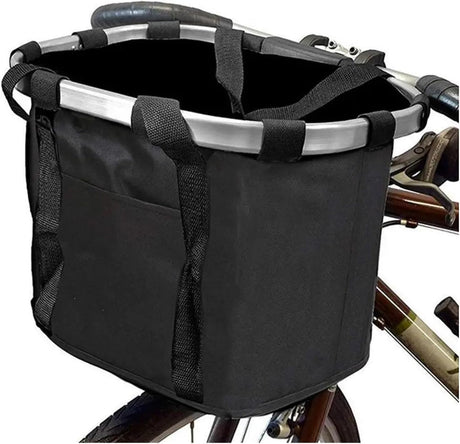Bicycle basket - Front bike basket - Small dog carrier - Removable mountain bike handlebar tube - Hanging foldable luggage bag with a load capacity of 5 kg - Black