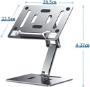 Computer Stand - Adjustable Lift Stand - Suitable for laptop, tablet, textbooks, cookbooks and magazines - Cooling vents - Metal - Silver