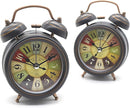 Alarm Clock - Retro Mini Silent Alarm Clock - with Night Light - Retro Arabic Digital Analog Quartz Alarm Clock - Ticking Double Bell Alarm Clock - Desk Clock with Alarm - Silent Clock