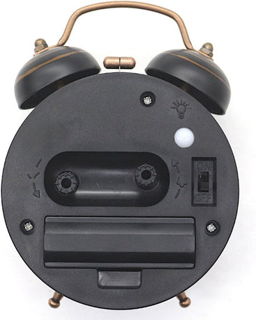 Alarm Clock - Retro Mini Silent Alarm Clock - with Night Light - Retro Arabic Digital Analog Quartz Alarm Clock - Ticking Double Bell Alarm Clock - Desk Clock with Alarm - Silent Clock