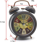 Alarm Clock - Retro Mini Silent Alarm Clock - with Night Light - Retro Arabic Digital Analog Quartz Alarm Clock - Ticking Double Bell Alarm Clock - Desk Clock with Alarm - Silent Clock