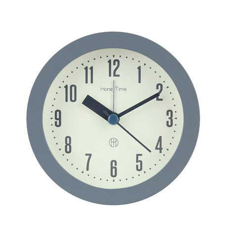 Alarm clock - Children's alarm clock - Round silent analogue alarm clock without ticking - Wake up gently - Increasing volume - Battery operated - Snooze and light function - Easy to set desk alarm clock