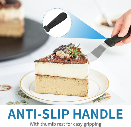 Icing Spatula - Offset Spatula - Stainless Steel Cake Decorating Spatula Set 6/8/10/12 Inch Professional Angle Cake Spatula with Plastic Icing Handle - for Home, Kitchen or Bakery - Set of 4