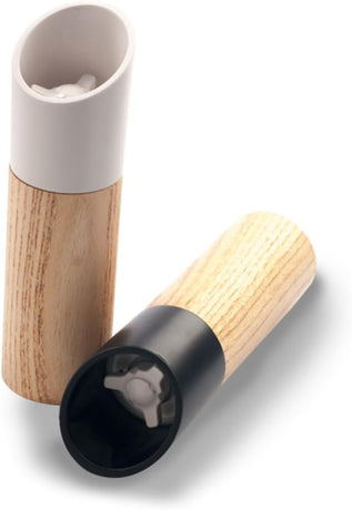 Pepper Mill - Manual Ceramic - Wooden Kitchen Utensil - For Freshly Ground Spices - Easy to Clean - 150mm * 45mm - Black
