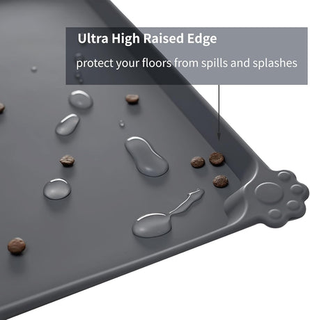 Pet Feeding Mat - Waterproof, Thick & Weighted - Place Mats for Cat & Dog Water Bowls - Dog & Cat Feeding Mats for Messy Water Bowls - Prevents Spills & Protects Floors