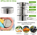 Camping Cookware Set - Multifunctional Portable Stainless Steel Cookware Set - Suitable for 2-3 People - Outdoor Picnic - Set of 4