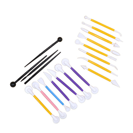 Fondant Tools - Cake Decorating Tools - Icing Clay Tools - Cake Modeling Cutting Tools - Sugarcraft Sculpture Model DIY Tools - Baking Accessories - 19 Pieces