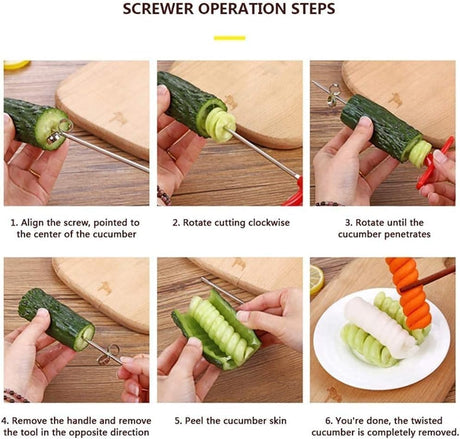 Vegetable cutter - Cutting tools - Potato, carrot, cucumber salad cutter - Manual spiral cutter - Baking - 20 pieces