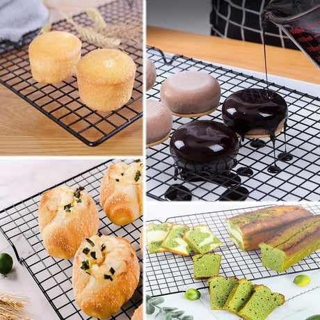 Baking Cooling Rack - Stainless Steel Cake Rack - Cookie Drying Rack - For cooking, baking, grilling and drying cakes, cookies and meat - Suitable for baking trays and ovens - 40*25.5*2cm