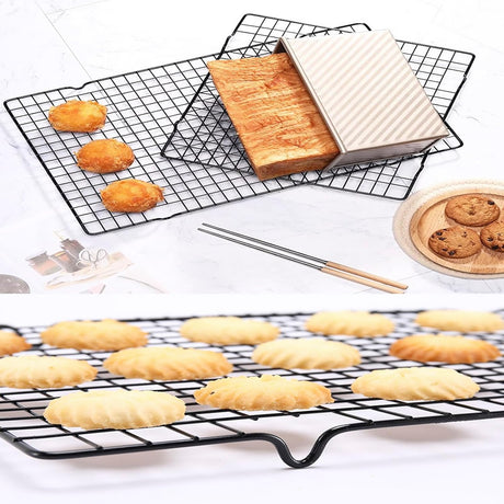 Baking Cooling Rack - Stainless Steel Cake Rack - Cookie Drying Rack - For cooking, baking, grilling and drying cakes, cookies and meat - Suitable for baking trays and ovens - 40*25.5*2cm