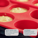 Silicone Muffin Mold - Silicone Yorkshire Pudding Mold, Muffin Mould, Non-Stick Muffin Cupcake Mold - for Muffin Cupcakes or Yorkshire Pudding - Baking Tools 30*18*4 cm - Red - 6 Cups - 2 pieces