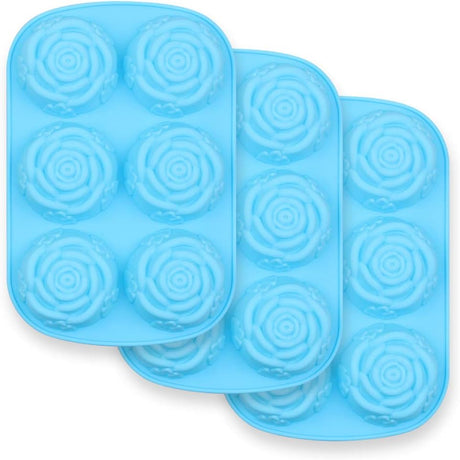 Cavity Flower Shaped Silicone Molds - Non-Stick Silicone, Jumbo Roses, Suitable for Candy, Chocolate, Jelly, Ice Cubes and Roses - Set of 3
