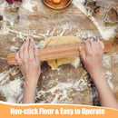 Rolling Pin - Beech Wood - Smooth Non-Stick Coating - Suitable for Baking Dough, Fudge, Pizza, Cookies, Bread - Professional Handleless - 30x2.7cm