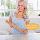Rolling Pin - Beech Wood - Smooth Non-Stick Coating - Suitable for Baking Dough, Fudge, Pizza, Cookies, Bread - Professional Handleless - 30x2.7cm