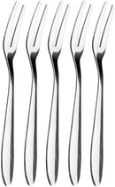 Forks - Reusable Mini Forks with 2 Prongs - for Appetizers, Desserts, Fruit, Cocktails, Parties, Travel - Set of 5 - Stainless Steel - Silver