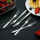 Forks - Reusable Mini Forks with 2 Prongs - for Appetizers, Desserts, Fruit, Cocktails, Parties, Travel - Set of 5 - Stainless Steel - Silver
