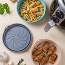 Airfryer silicone baking molds - reusable airfryer basket - baking tray - multifunctional round baking tray - microwave and oven safe - pink + gray + blue - 3 pieces